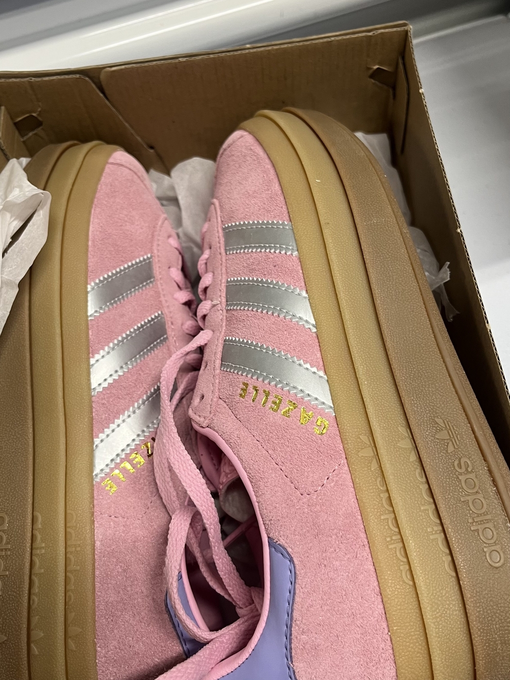 adidas Pink Suede Platform Sneakers with Silver Stripes